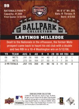 2008 Upper Deck Ballpark Collection #99 Lastings Milledge Back
