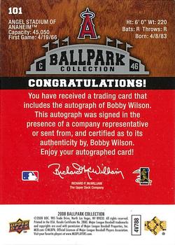 2008 Upper Deck Ballpark Collection #101 Bobby Wilson Back