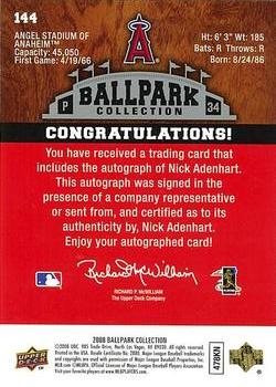 2008 Upper Deck Ballpark Collection #144 Nick Adenhart Back
