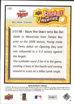 2008 Upper Deck Baseball Heroes #102 Delmon Young Back