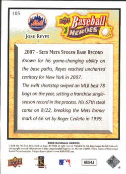2008 Upper Deck Baseball Heroes #105 Jose Reyes Back