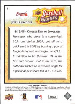 2008 Upper Deck Baseball Heroes #11 Jeff Francoeur Back