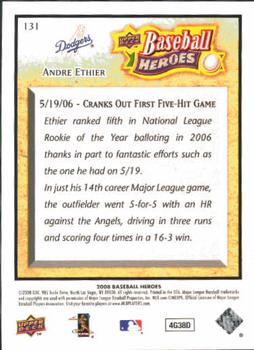 2008 Upper Deck Baseball Heroes #131 Andre Ethier Back