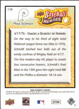 2008 Upper Deck Baseball Heroes #138 Mike Schmidt Back