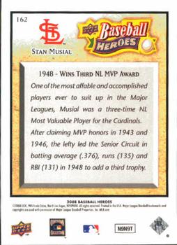 2008 Upper Deck Baseball Heroes #162 Stan Musial Back
