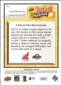 2008 Upper Deck Baseball Heroes #181 Eddie Murray / Prince Fielder Back