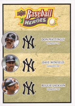 2008 Upper Deck Baseball Heroes #190 Don Mattingly / Dave Winfield / Reggie Jackson Front