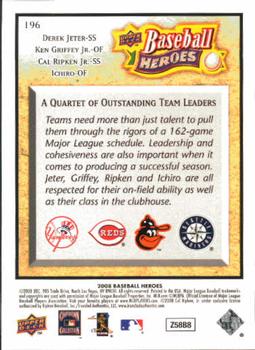 2008 Upper Deck Baseball Heroes #196 Derek Jeter / Ken Griffey Jr. / Cal Ripken Jr. / Ichiro Back