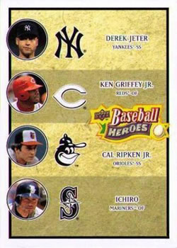 2008 Upper Deck Baseball Heroes #196 Derek Jeter / Ken Griffey Jr. / Cal Ripken Jr. / Ichiro Front