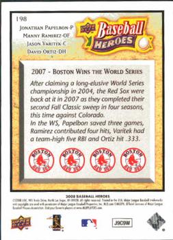 2008 Upper Deck Baseball Heroes #198 Jonathan Papelbon / Manny Ramirez / Jason Varitek / David Ortiz Back