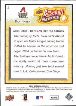 2008 Upper Deck Baseball Heroes #2 Dan Haren Back