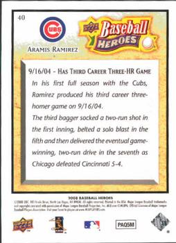 2008 Upper Deck Baseball Heroes #40 Aramis Ramirez Back