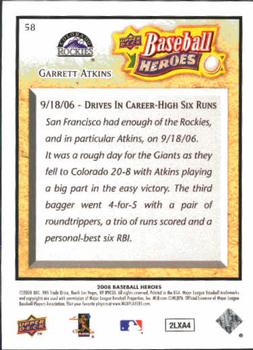 2008 Upper Deck Baseball Heroes #58 Garrett Atkins Back