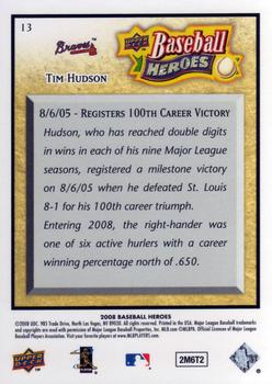 2008 Upper Deck Baseball Heroes #13 Tim Hudson Back