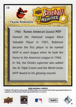 2008 Upper Deck Baseball Heroes #18 Frank Robinson Back