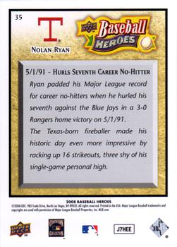 2008 Upper Deck Baseball Heroes #35 Nolan Ryan Back