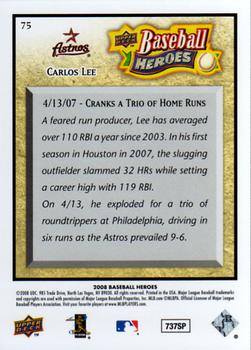 2008 Upper Deck Baseball Heroes #75 Carlos Lee Back