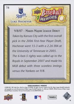 2008 Upper Deck Baseball Heroes #78 Luke Hochevar Back
