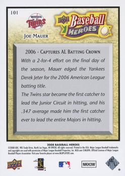 2008 Upper Deck Baseball Heroes #101 Joe Mauer Back