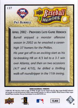 2008 Upper Deck Baseball Heroes #137 Pat Burrell Back