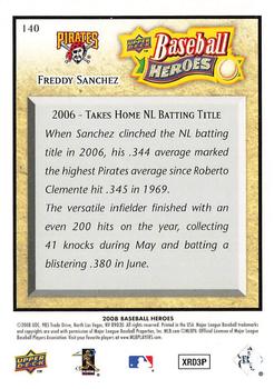 2008 Upper Deck Baseball Heroes #140 Freddy Sanchez Back