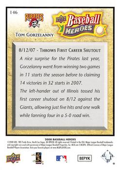 2008 Upper Deck Baseball Heroes #146 Tom Gorzelanny Back