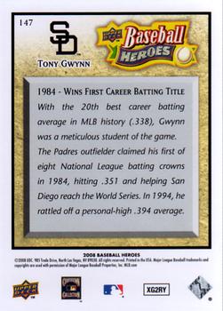 2008 Upper Deck Baseball Heroes #147 Tony Gwynn Back