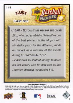 2008 Upper Deck Baseball Heroes #148 Barry Zito Back