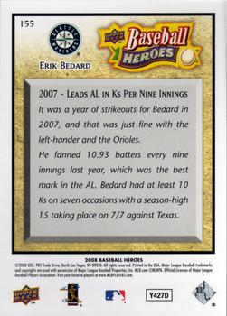 2008 Upper Deck Baseball Heroes #155 Erik Bedard Back