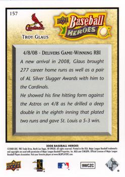 2008 Upper Deck Baseball Heroes #157 Troy Glaus Back