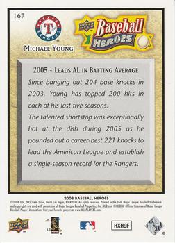 2008 Upper Deck Baseball Heroes #167 Michael Young Back
