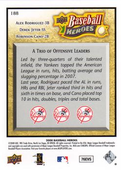 2008 Upper Deck Baseball Heroes #188 Alex Rodriguez / Derek Jeter / Robinson Cano Back