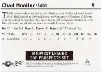1997 Best Midwest League Top Prospects #9 Chad Moeller Back
