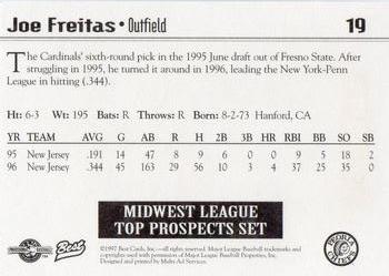 1997 Best Midwest League Top Prospects #19 Joe Freitas Back
