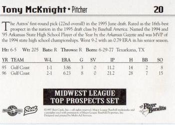 1997 Best Midwest League Top Prospects #20 Tony McKnight Back
