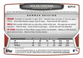 2013 Bowman Chrome - Prospects #BCP112 Nolan Fontana Back