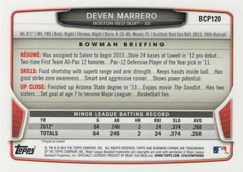 2013 Bowman Chrome - Prospects #BCP120 Deven Marrero Back