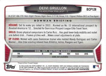 2013 Bowman Chrome - Prospects #BCP128 Deivi Grullon Back