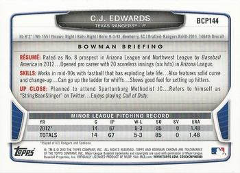 2013 Bowman Chrome - Prospects #BCP144 C.J. Edwards Back