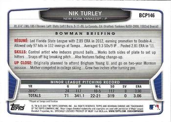 2013 Bowman Chrome - Prospects #BCP146 Nik Turley Back