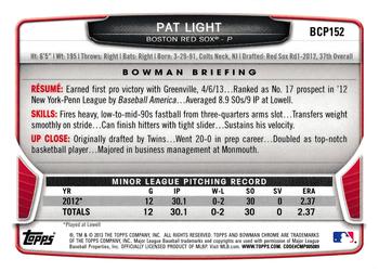 2013 Bowman Chrome - Prospects #BCP152 Pat Light Back