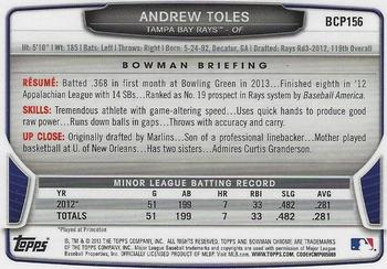 2013 Bowman Chrome - Prospects #BCP156 Andrew Toles Back