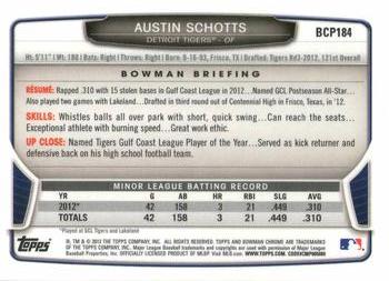 2013 Bowman Chrome - Prospects #BCP184 Austin Schotts Back