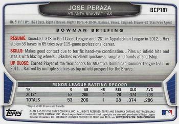 2013 Bowman Chrome - Prospects #BCP187 Jose Peraza Back