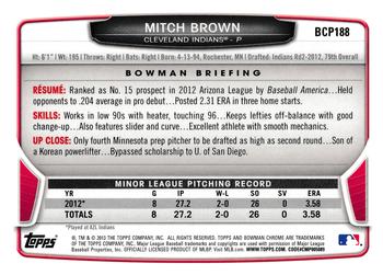 2013 Bowman Chrome - Prospects #BCP188 Mitch Brown Back
