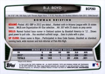 2013 Bowman Chrome - Prospects #BCP203 B.J. Boyd Back