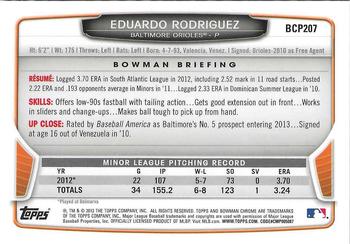 2013 Bowman Chrome - Prospects #BCP207 Eduardo Rodriguez Back