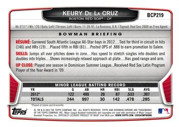 2013 Bowman Chrome - Prospects #BCP219 Keury de la Cruz Back