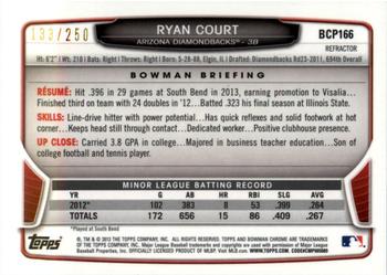 2013 Bowman Chrome - Prospects Blue Refractors #BCP166 Ryan Court Back