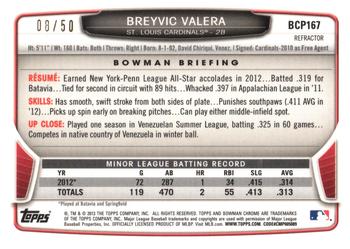 2013 Bowman Chrome - Prospects Gold Refractors #BCP167 Breyvic Valera Back